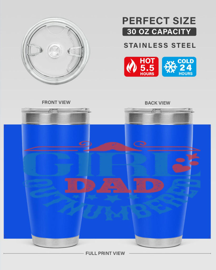 girl dad outnumbered 219#- fathers day- Tumbler