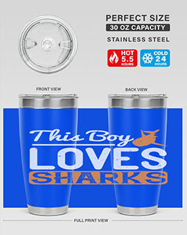 this boy loves sharks Style 14#- shark  fish- Tumbler