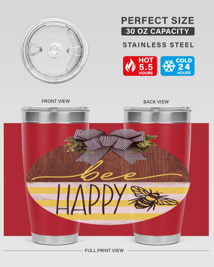 Bee Happy yellow stripes Mockup28#- spring- Tumbler