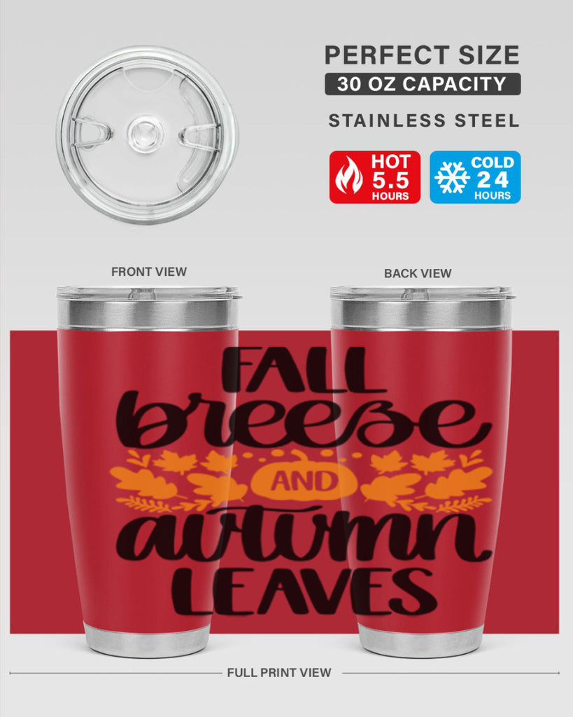 Fall Breezy And Autumn Leaves 482#- fall- Tumbler