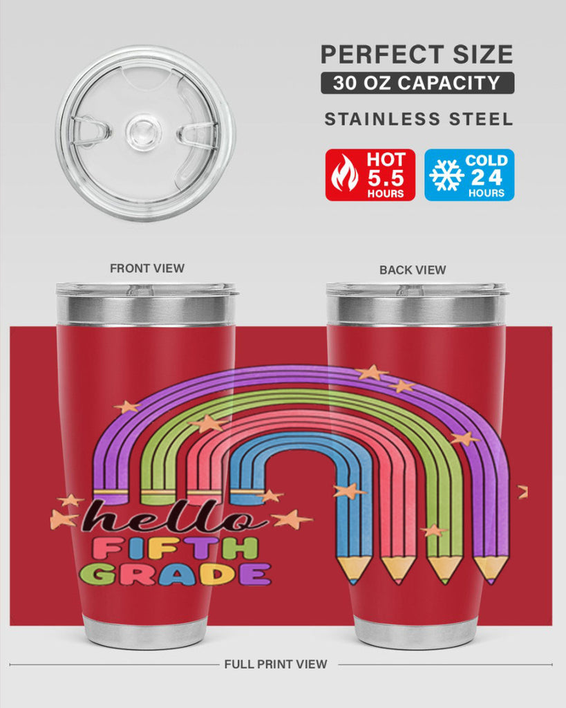 Hello 5th Grade Pencil Rainbow 13#- 5th grade- Tumbler