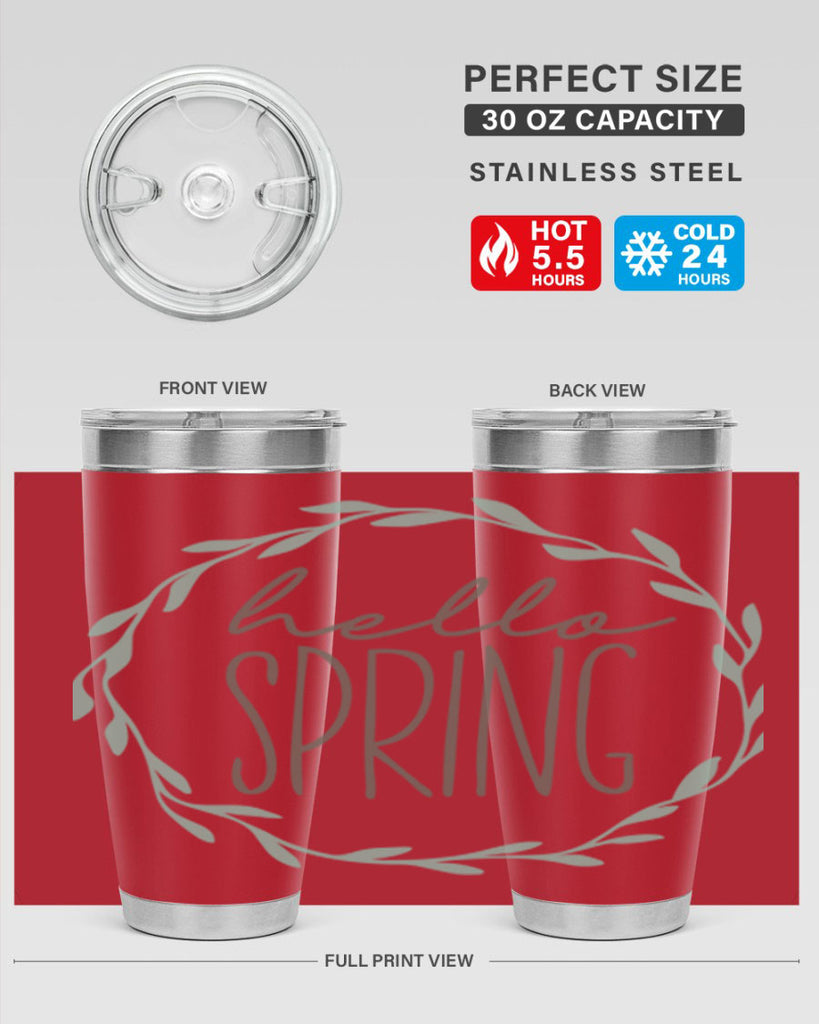 Hello Spring Wreath leaves210#- spring- Tumbler
