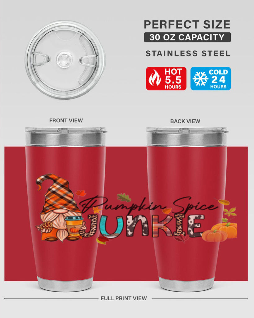 PumpkinSpiceJunkieFallGnome 567#- fall- Tumbler