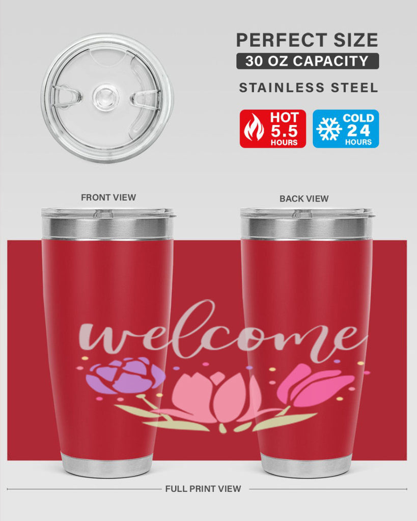 Welcome three flowers587#- spring- Tumbler