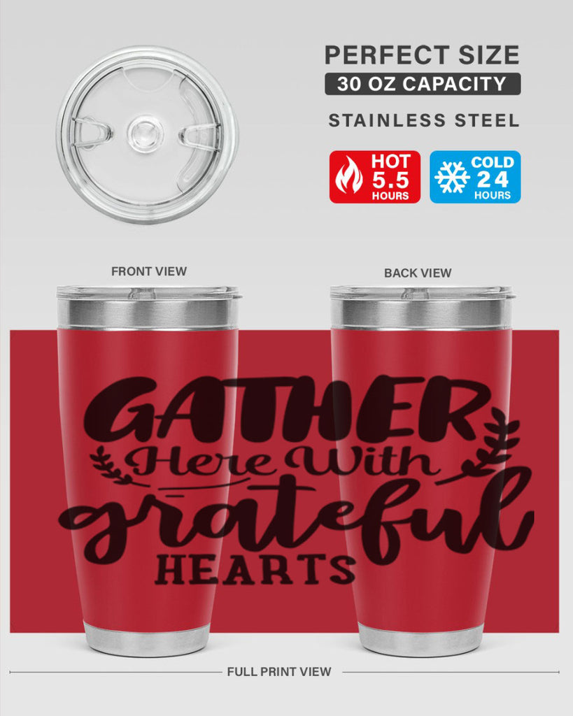 gather here with grateful hearts 62#- thanksgiving- Tumbler