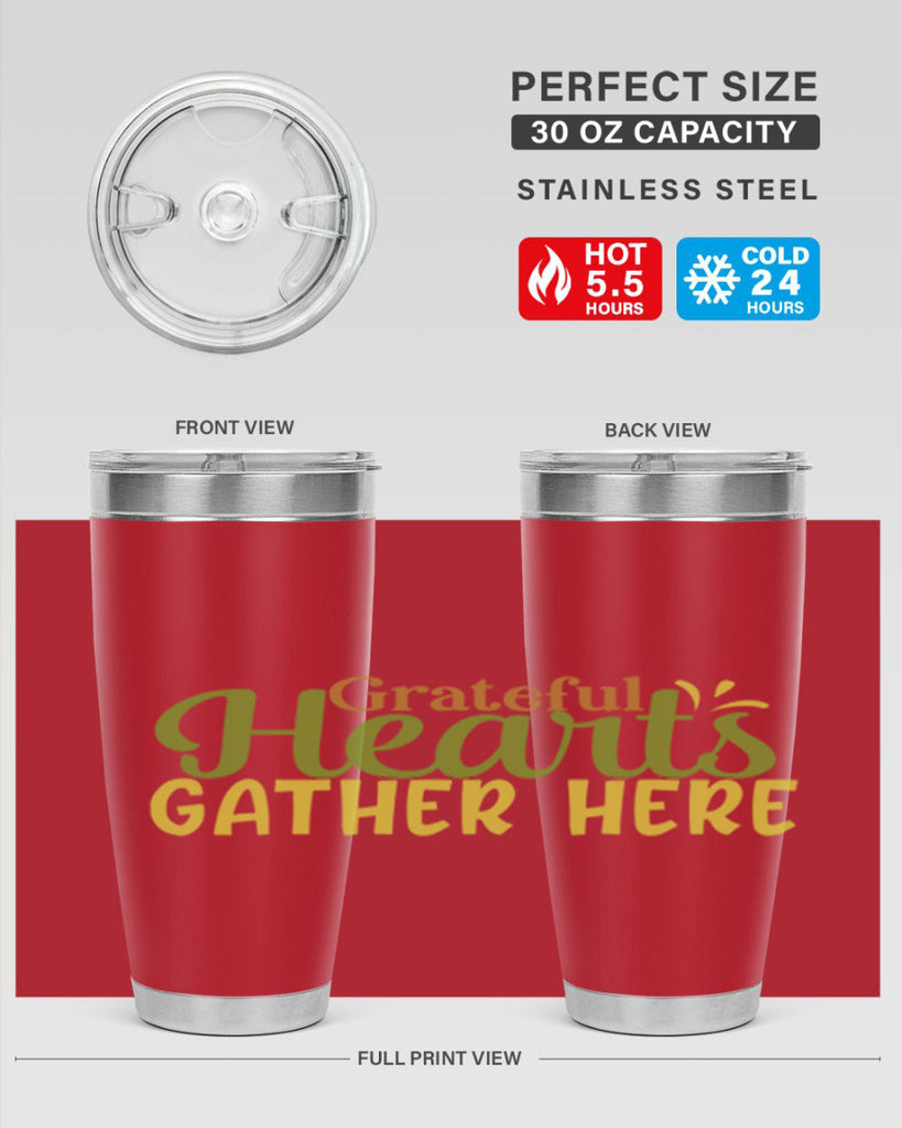 grateful hearts gather here 59#- thanksgiving- Tumbler