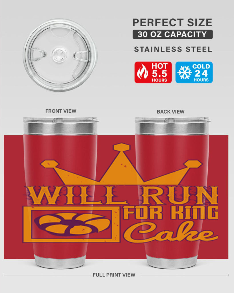 will run for king cake 28#- mardi gras- Tumbler