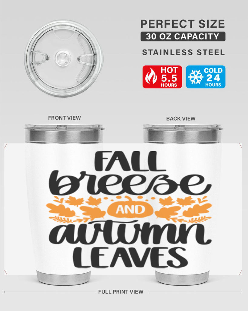 Fall Breezy And Autumn Leaves 482#- fall- Tumbler