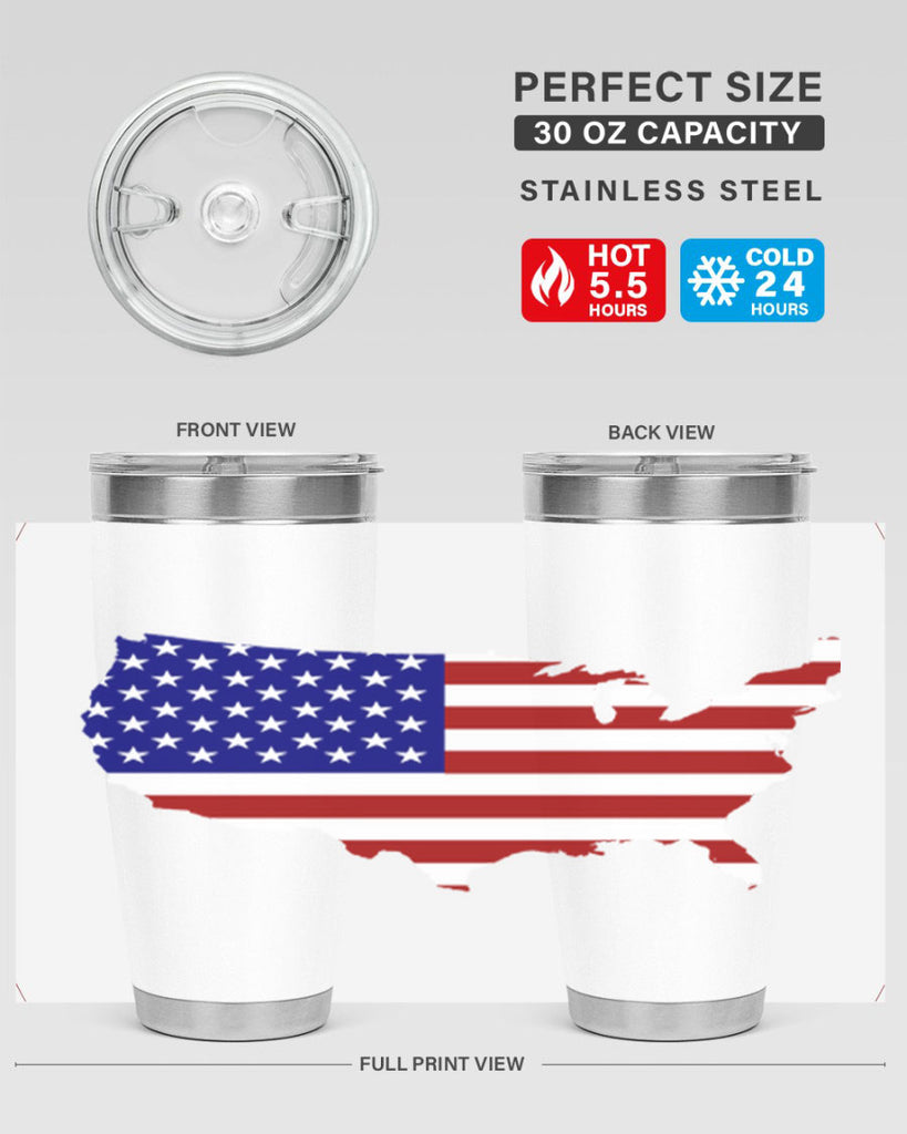 Flag With Map Style 50#- Fourt Of July- Tumbler