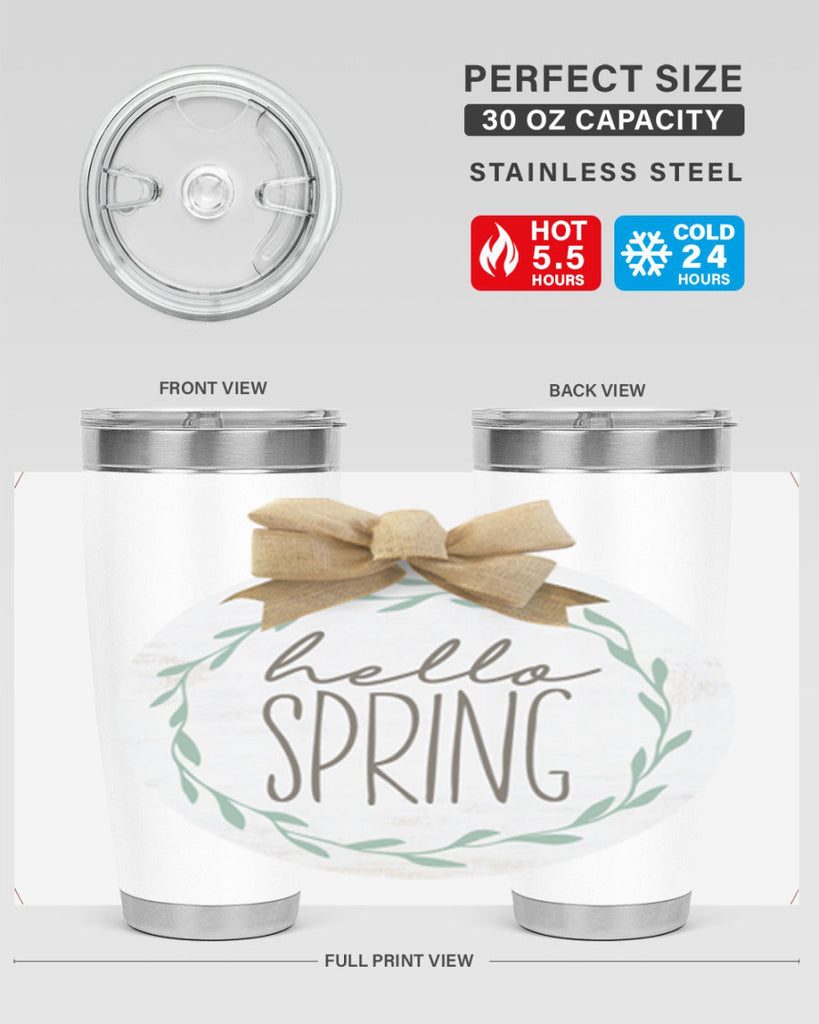 Hello Spring Wreath leaves Mockup209#- spring- Tumbler