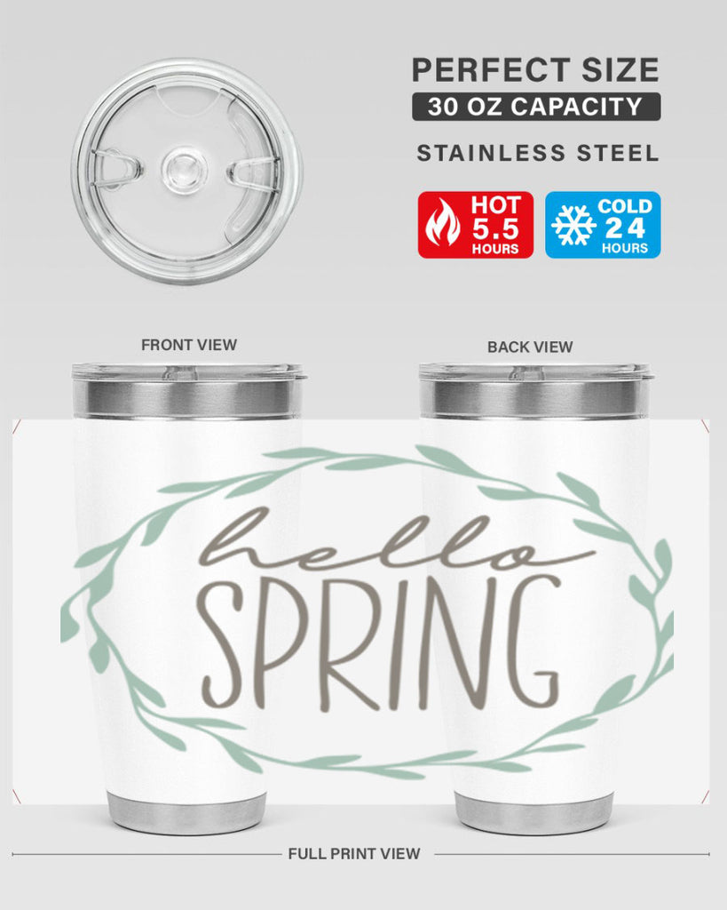 Hello Spring Wreath leaves210#- spring- Tumbler