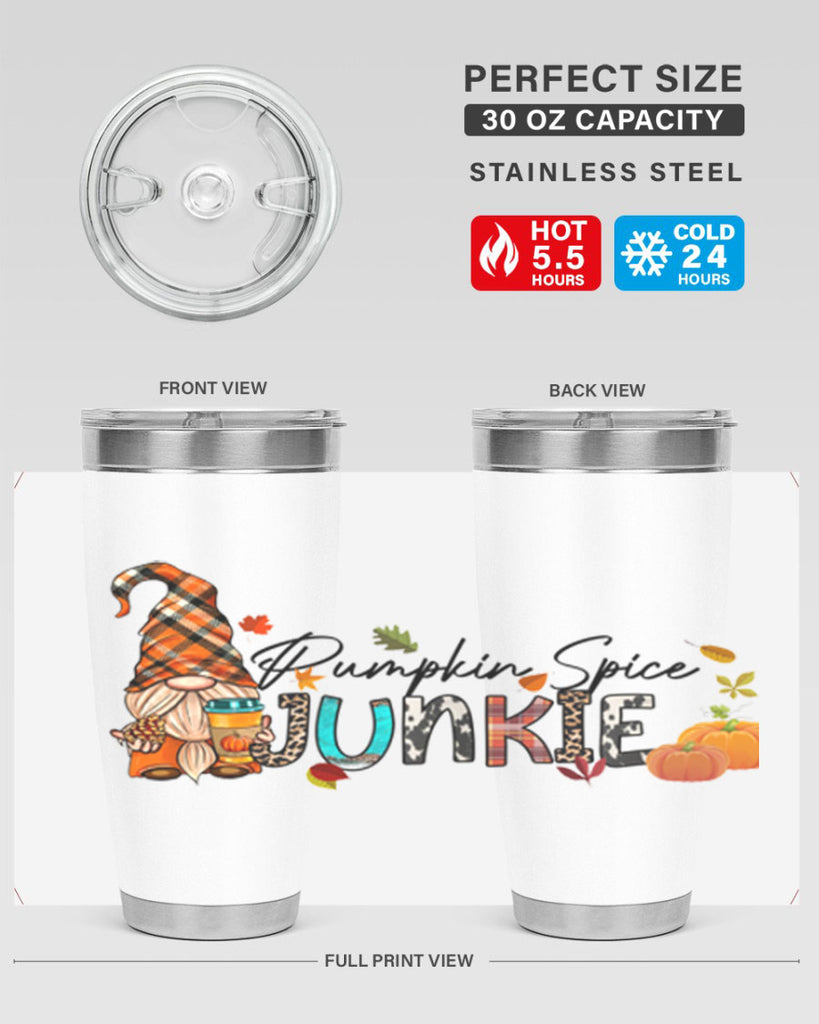 PumpkinSpiceJunkieFallGnome 567#- fall- Tumbler
