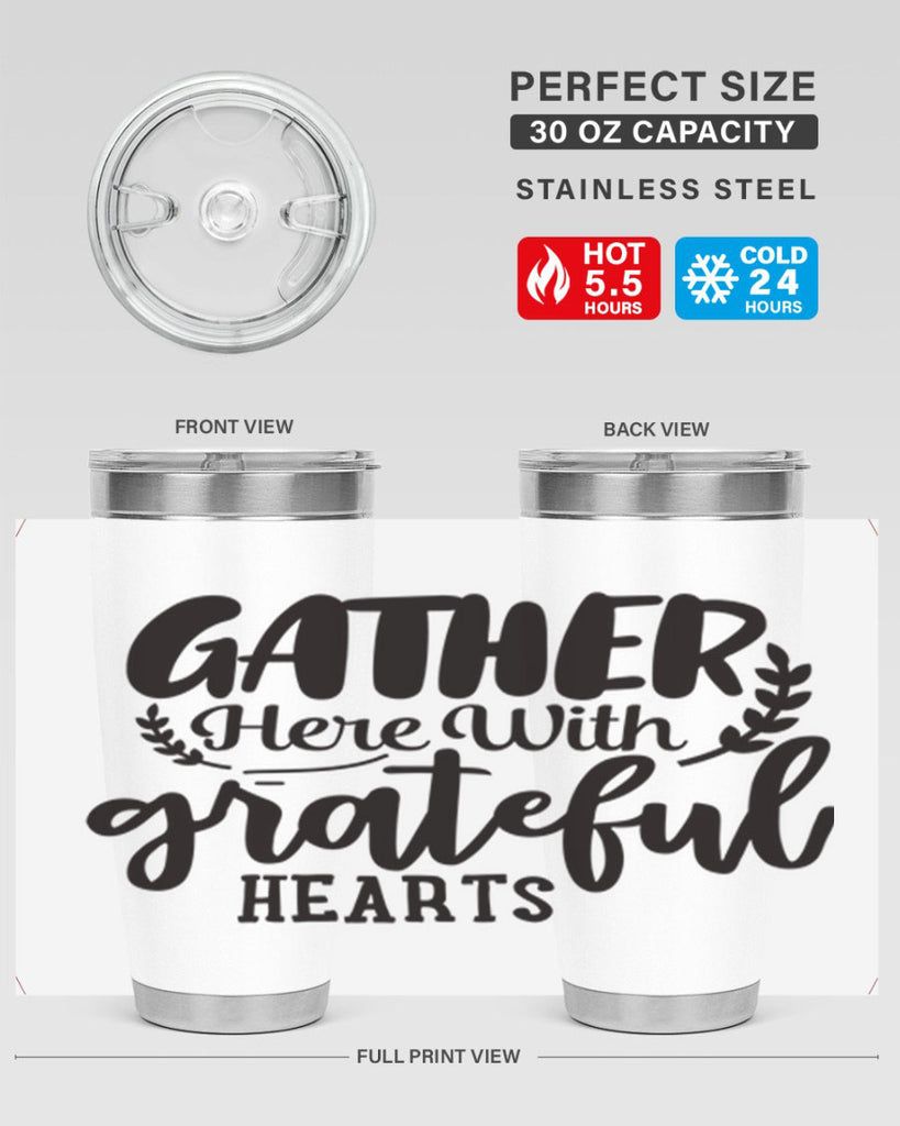 gather here with grateful hearts 62#- thanksgiving- Tumbler
