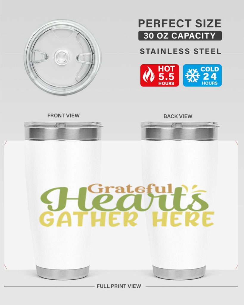 grateful hearts gather here 59#- thanksgiving- Tumbler