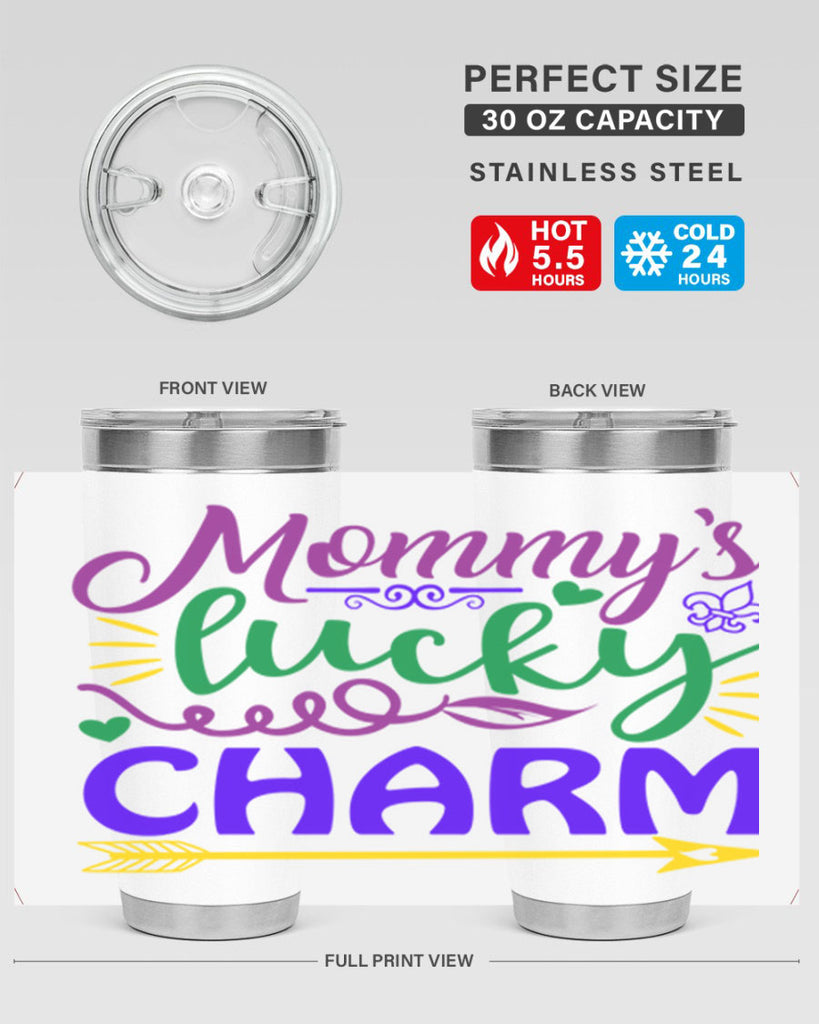 mommys lucky charm 6#- mardi gras- Tumbler