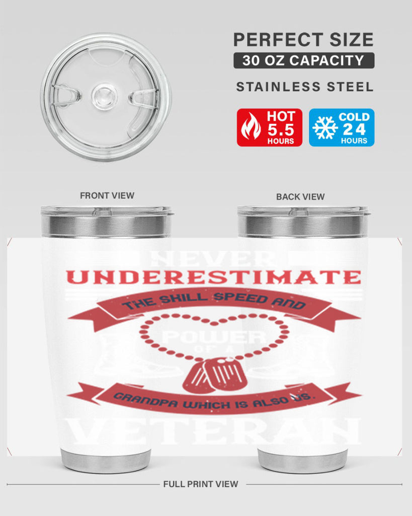 never underestimate the skill speed and power of a grandpa a which is also us veteran 44#- Veterns Day- Tumbler