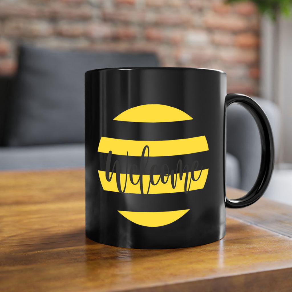 Welcome and Yellow strips565#- spring-Mug / Coffee Cup