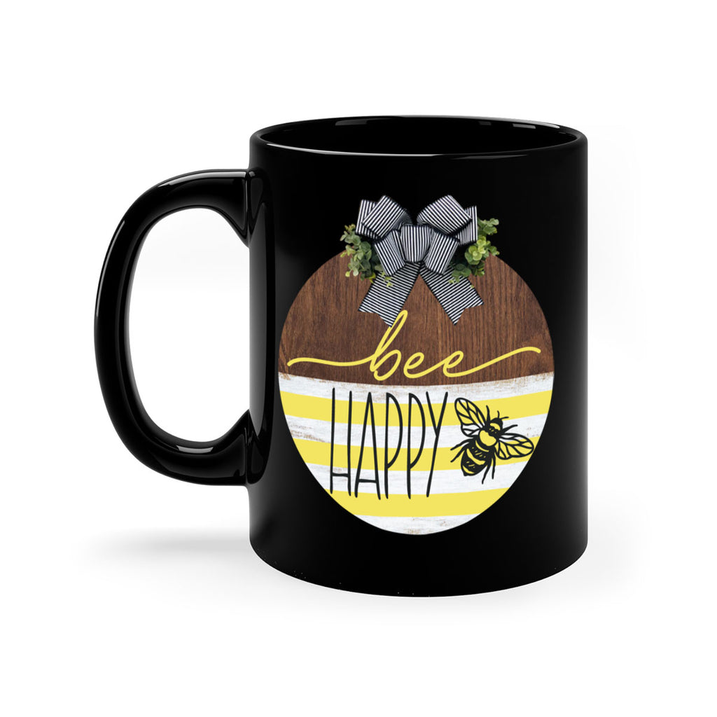 Bee Happy yellow stripes Mockup28#- spring-Mug / Coffee Cup