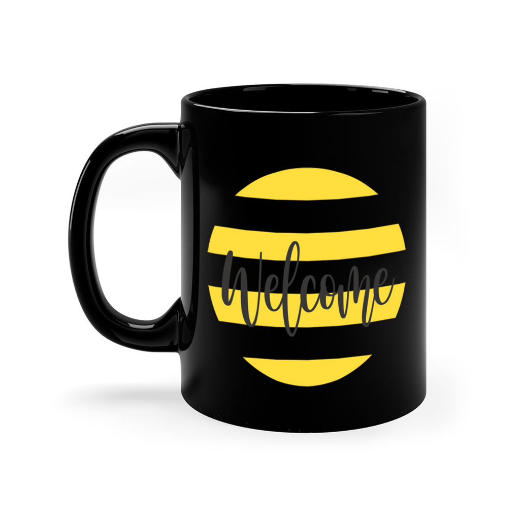 Welcome and Yellow strips565#- spring-Mug / Coffee Cup