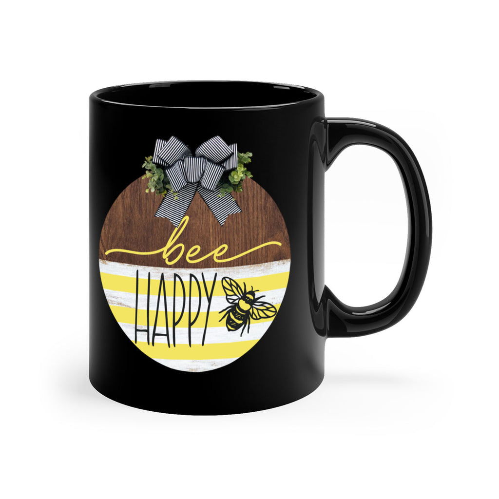 Bee Happy yellow stripes Mockup28#- spring-Mug / Coffee Cup