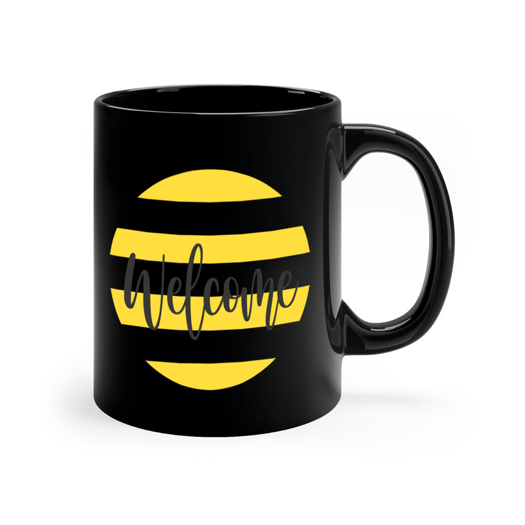 Welcome and Yellow strips565#- spring-Mug / Coffee Cup
