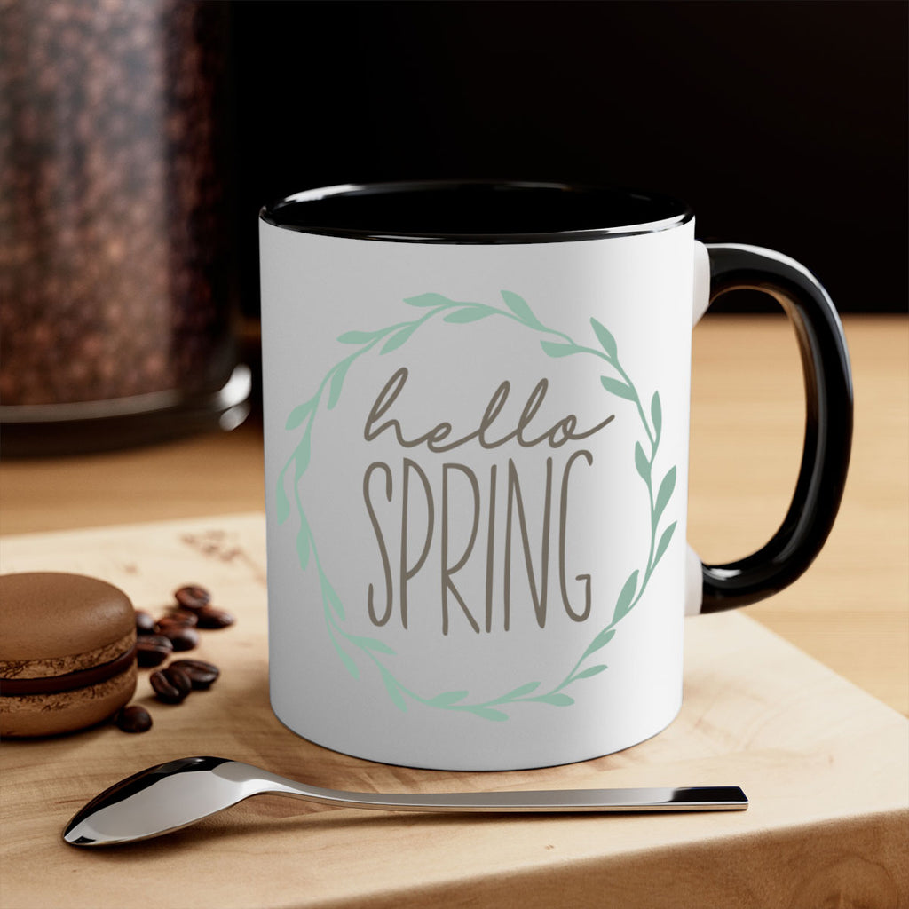 Hello Spring Wreath leaves210#- spring-Mug / Coffee Cup