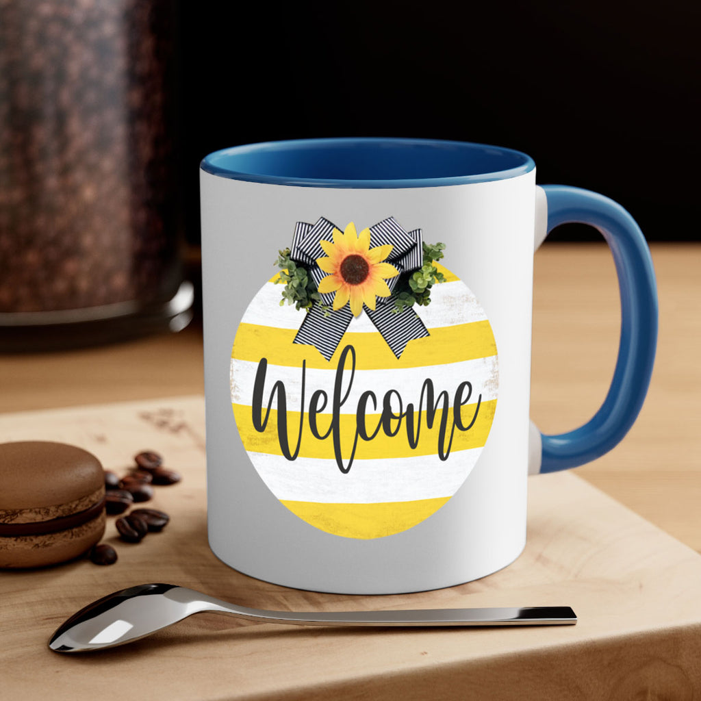 Welcome and Yellow strips Mockup564#- spring-Mug / Coffee Cup