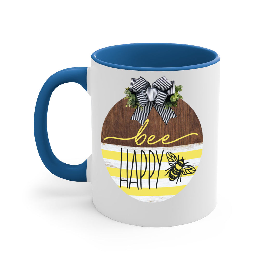 Bee Happy yellow stripes Mockup28#- spring-Mug / Coffee Cup