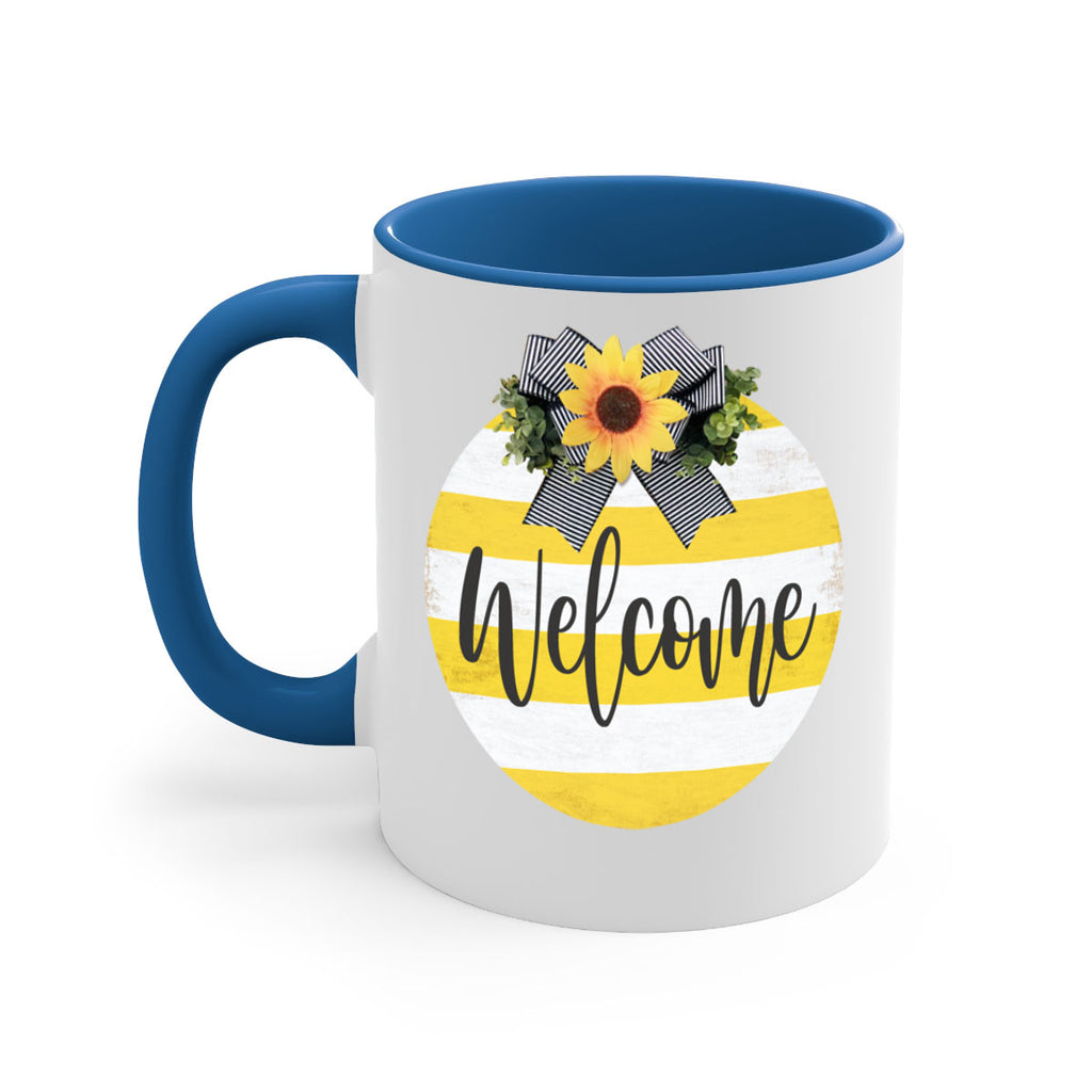 Welcome and Yellow strips Mockup564#- spring-Mug / Coffee Cup