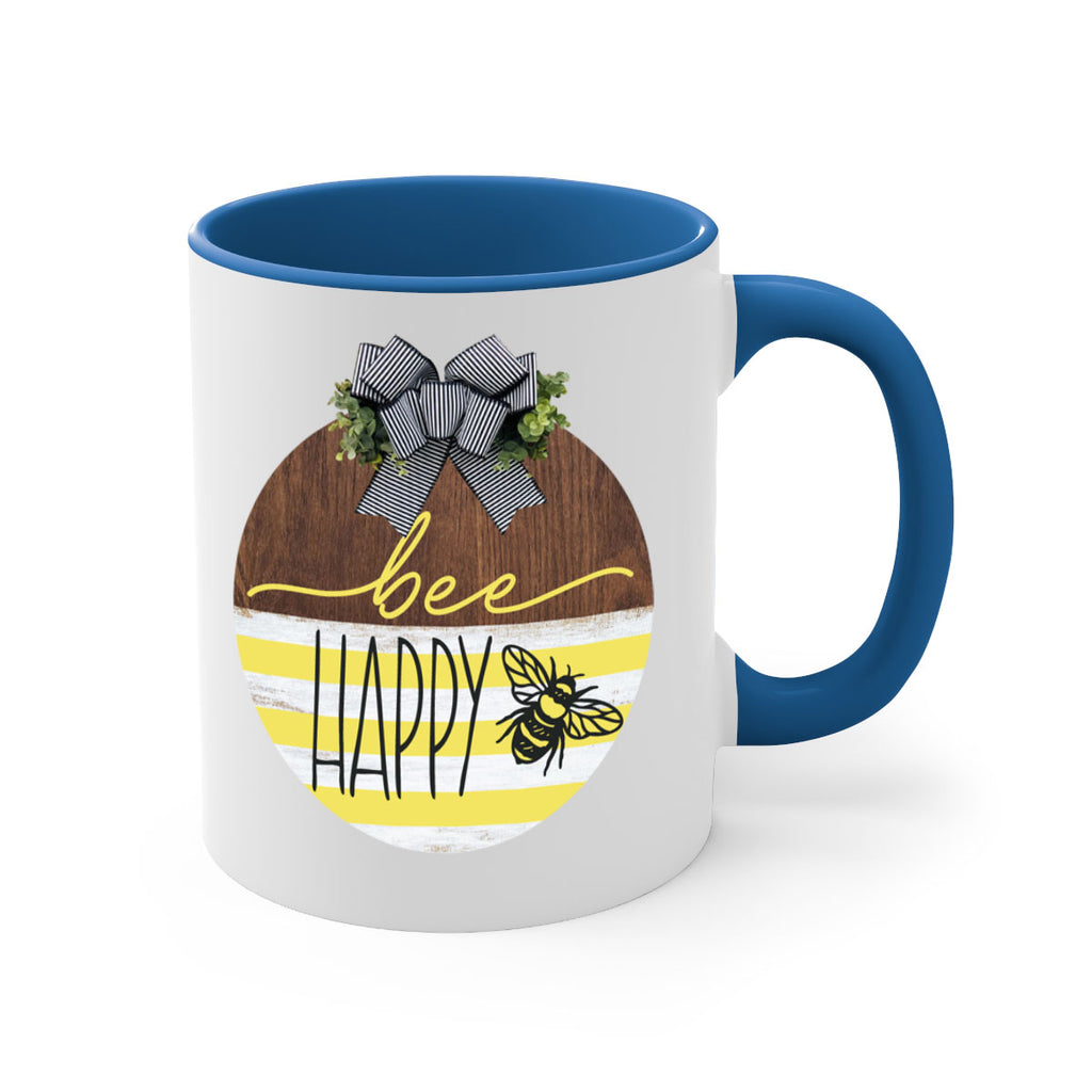 Bee Happy yellow stripes Mockup28#- spring-Mug / Coffee Cup