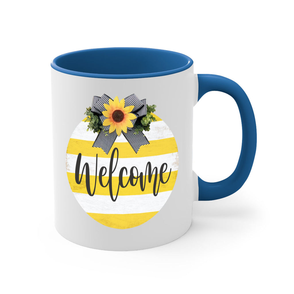 Welcome and Yellow strips Mockup564#- spring-Mug / Coffee Cup