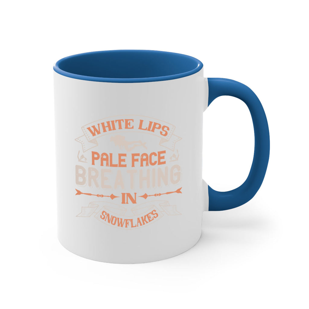 White lips pale face breathing in snowflakes 47#- ski-Mug / Coffee Cup