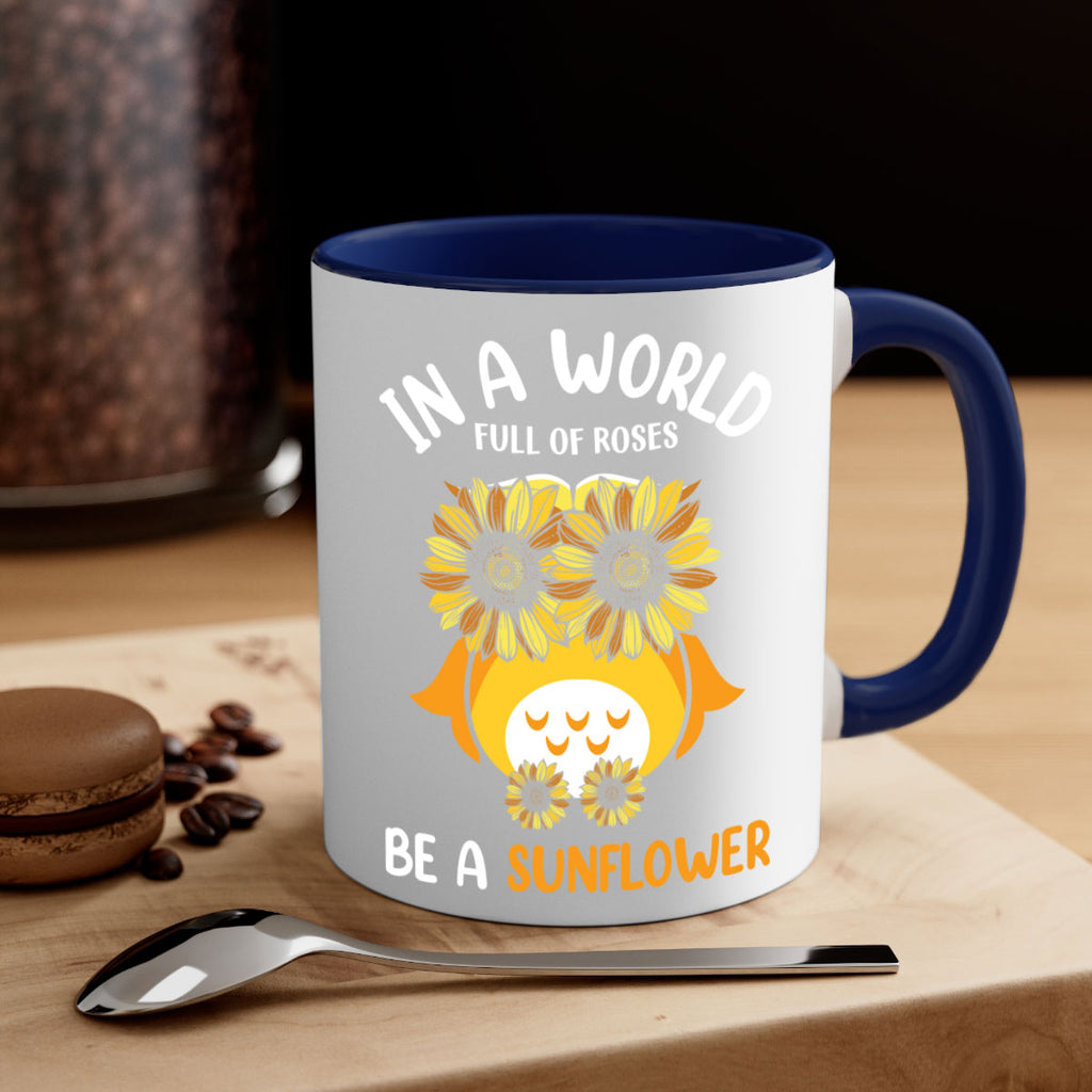 Sunflower Owl In A World A TurtleRabbit 18#- owl-Mug / Coffee Cup