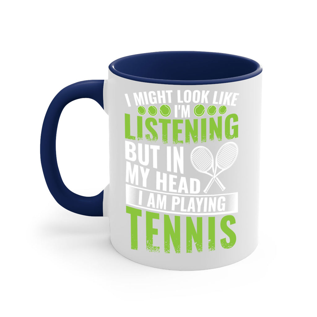 might look like im listening but im playing tennis 581#- tennis-Mug / Coffee Cup