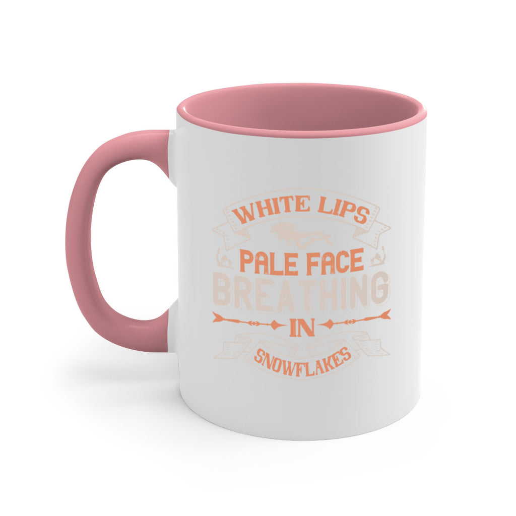 White lips pale face breathing in snowflakes 47#- ski-Mug / Coffee Cup