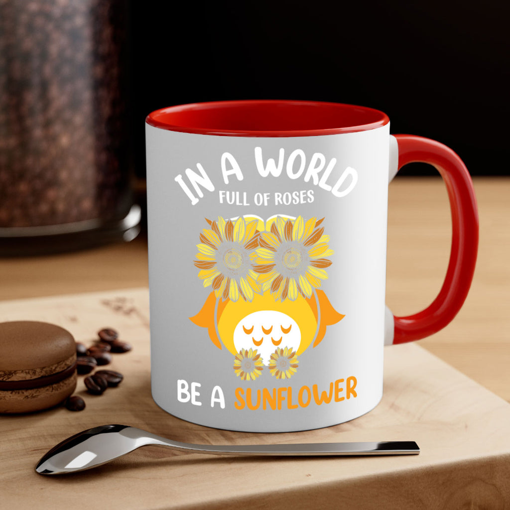 Sunflower Owl In A World A TurtleRabbit 18#- owl-Mug / Coffee Cup