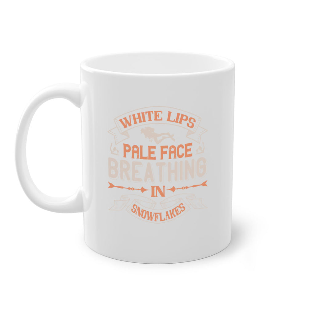 White lips pale face breathing in snowflakes 47#- ski-Mug / Coffee Cup