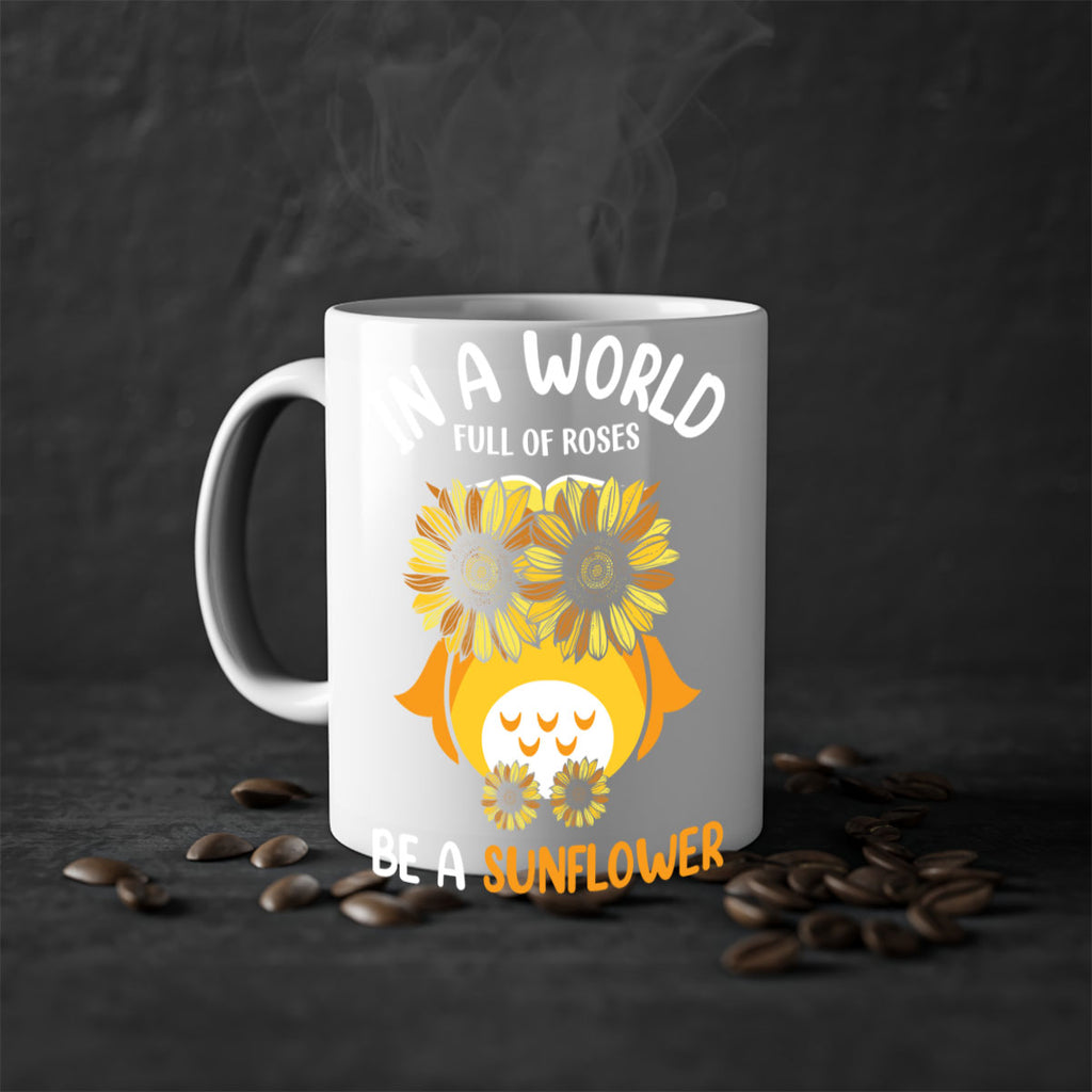 Sunflower Owl In A World A TurtleRabbit 18#- owl-Mug / Coffee Cup