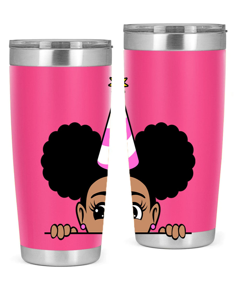 peekaboo afro puffs birthday girl 24#- women-girls- Tumbler