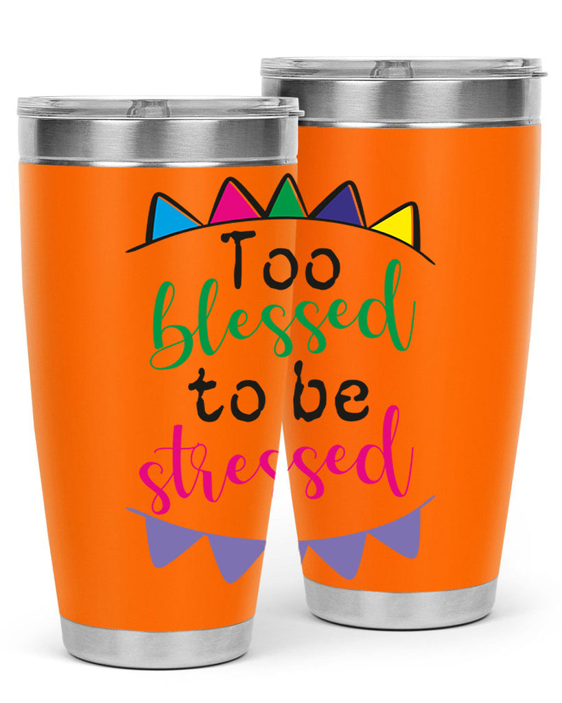 too blessed to be stressed- black words phrases- Cotton Tank