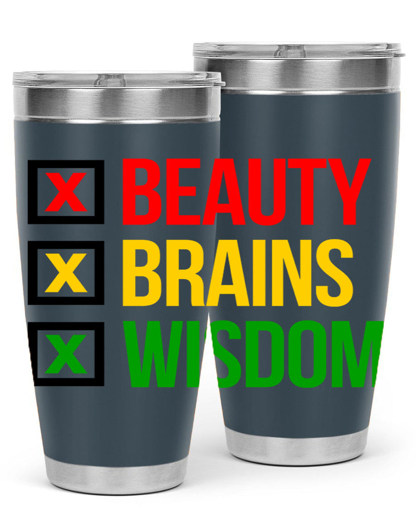 beauty brains wisdom 262#- black words phrases- Cotton Tank