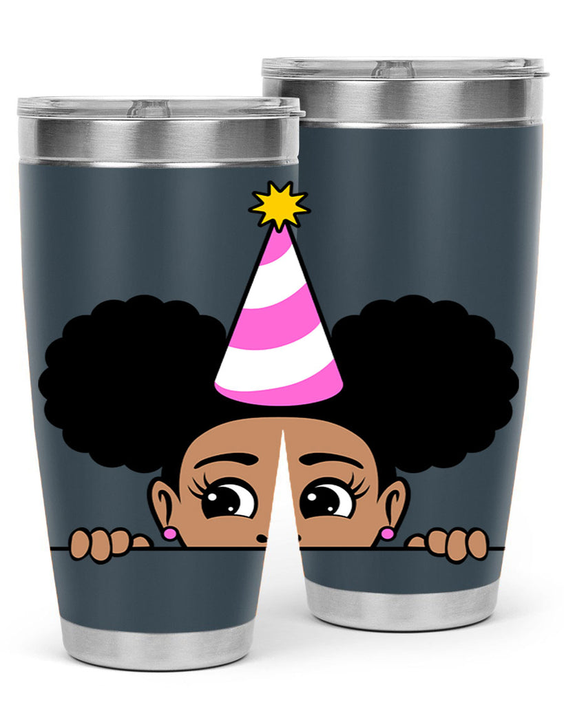 peekaboo afro puffs birthday girl 24#- women-girls- Tumbler