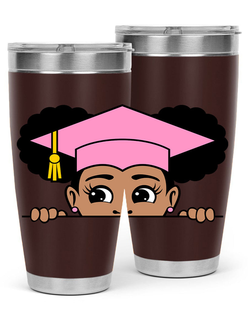 peekaboo afro puffs grad girl 23#- women-girls- Tumbler