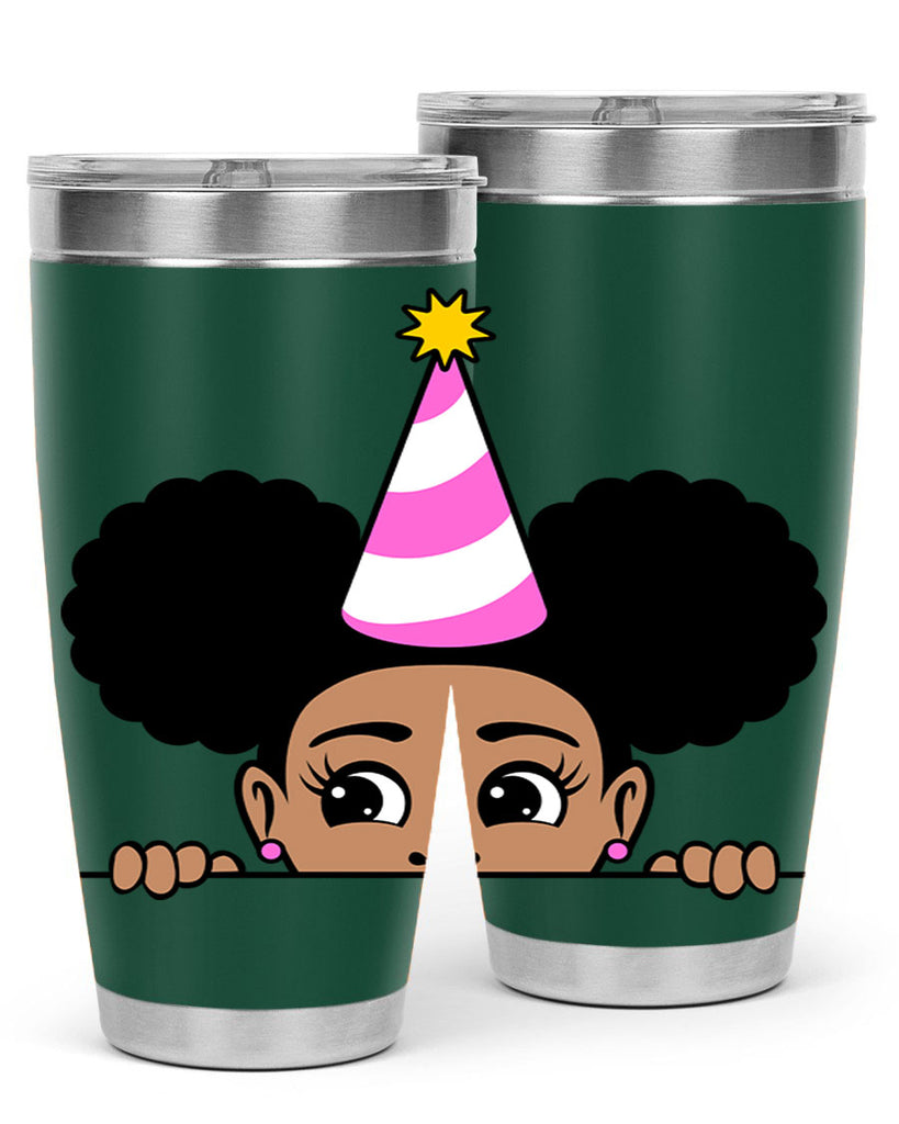 peekaboo afro puffs birthday girl 24#- women-girls- Tumbler