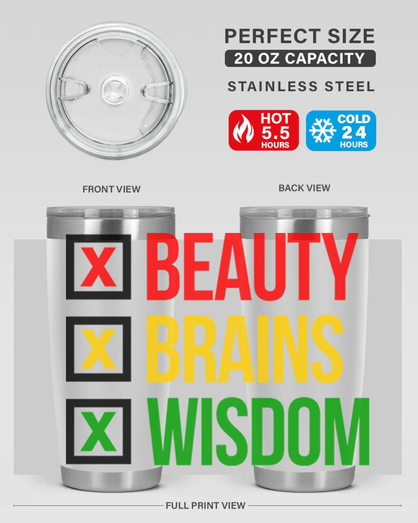 beauty brains wisdom 262#- black words phrases- Cotton Tank