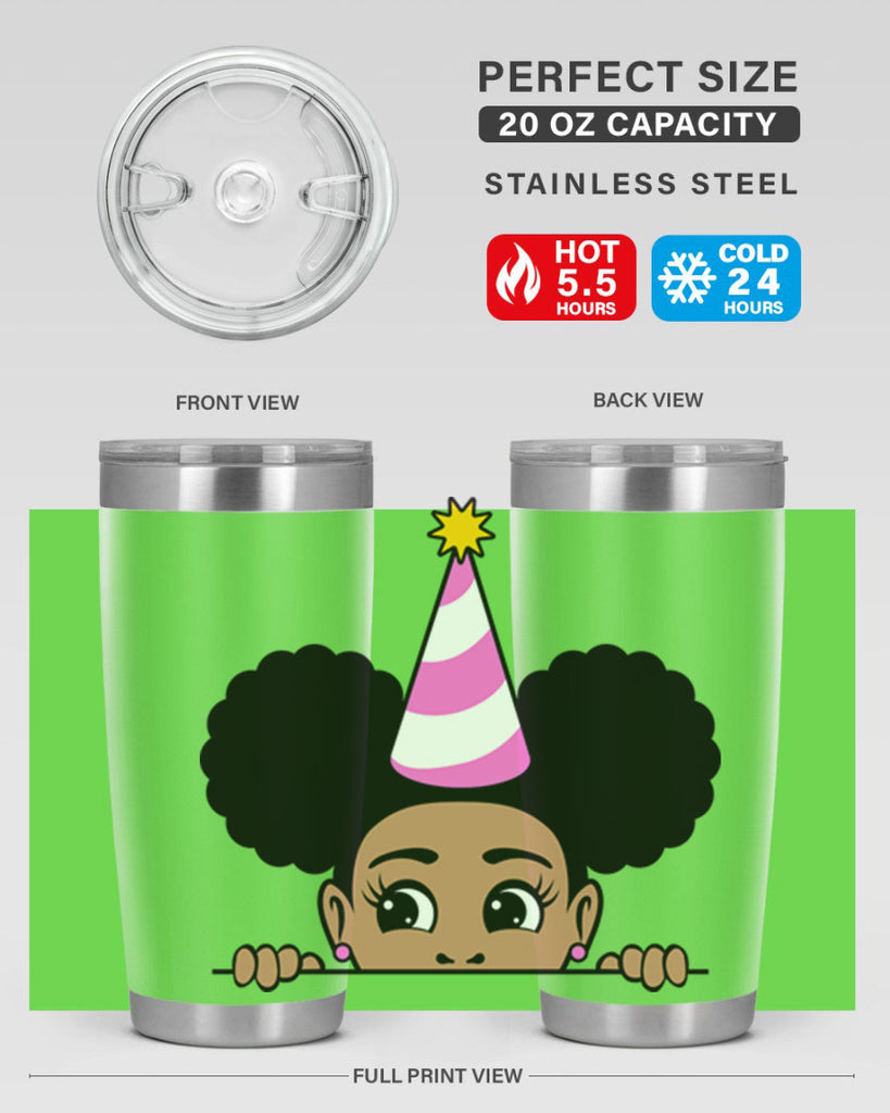 peekaboo afro puffs birthday girl 24#- women-girls- Tumbler