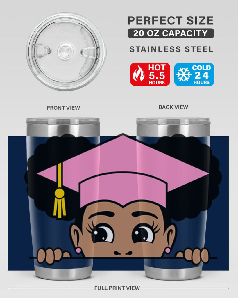peekaboo afro puffs grad girl 23#- women-girls- Tumbler