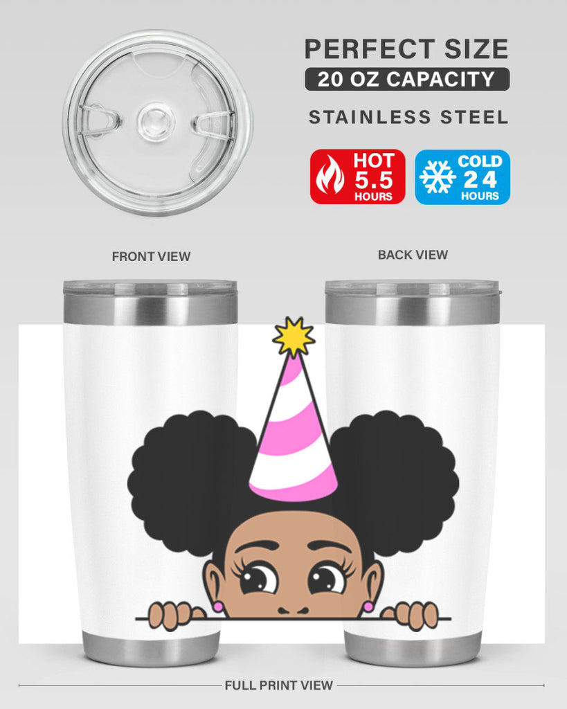 peekaboo afro puffs birthday girl 24#- women-girls- Tumbler