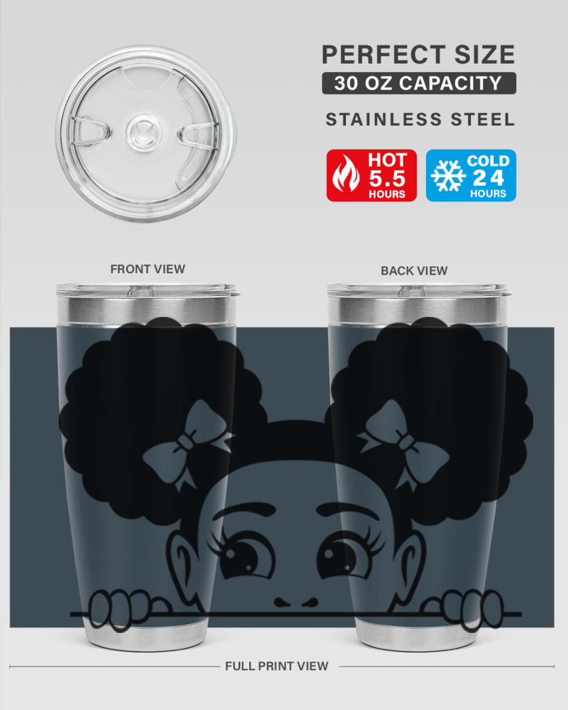 afro puffs girl peekaboo 80#- women-girls- Tumbler