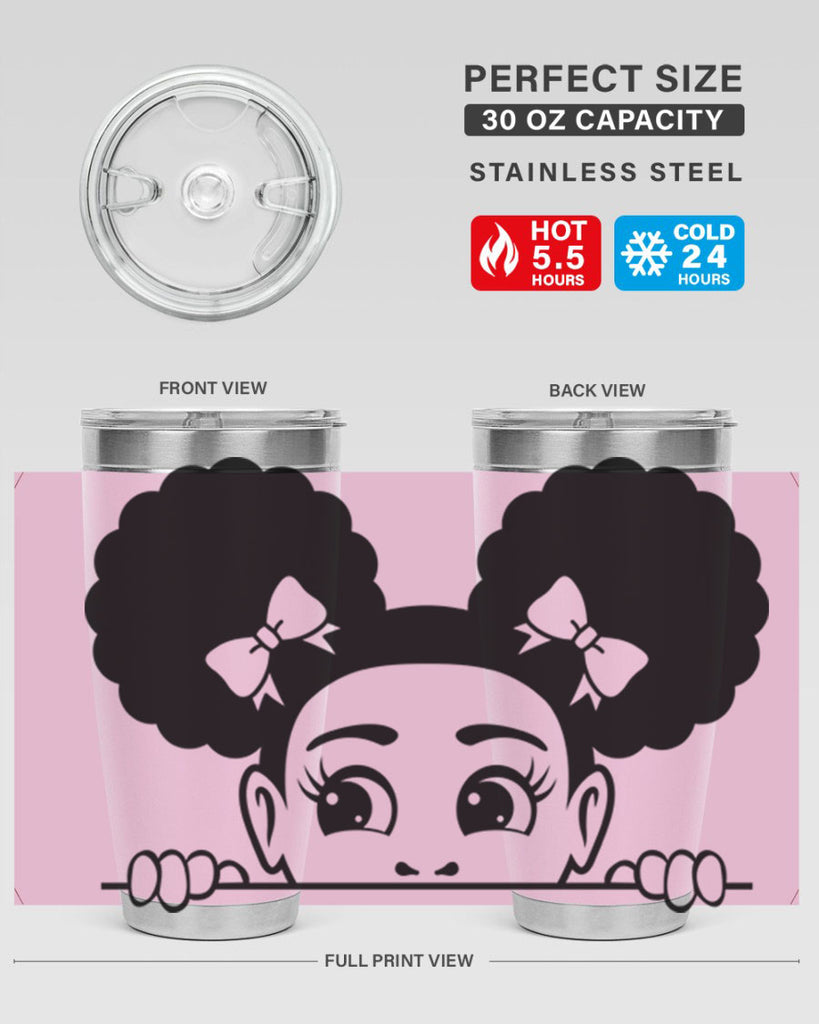 afro puffs girl peekaboo 81#- women-girls- Tumbler